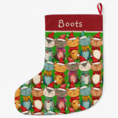 可愛お洒落い猫柄ペット ラージクリスマスストッキング (裏面)