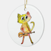 可愛お洒落い猫遊のギター セラミックオーナメント (左)