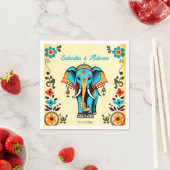 可愛お洒落い結婚インディアンの華美象 スタンダードカクテルナプキン (インサイチュ)