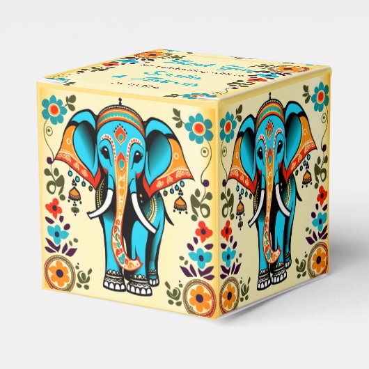 可愛お洒落い結婚インディアンの象感謝してい君 フェイバーボックス (正面サイド)