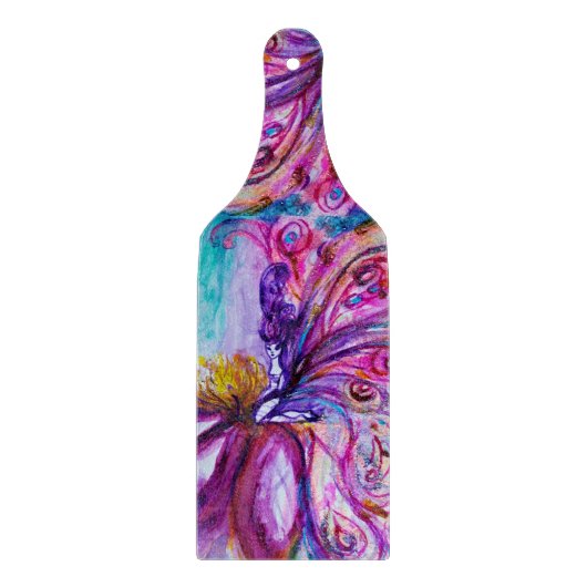 可愛お洒落い花の妖精ピンク、金ゴールドのキラキラ カッティングボード (正面)