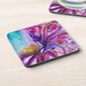 可愛お洒落い花の妖精ピンク、金ゴールドのキラキラ コースター (左側)