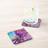 可愛お洒落い花の妖精ピンク、金ゴールドのキラキラ コースター (右側)