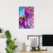 可愛お洒落い花の妖精ピンク、金ゴールドのキラキラ ポスター (ホームオフィス)