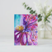 可愛お洒落い花の妖精ピンク、金ゴールドのキラキラ ポストカード (スタンド正面)