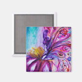 可愛お洒落い花の妖精ピンク、金ゴールドのキラキラ マグネット (正面/裏面)