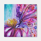 可愛お洒落い花の妖精ピンク、金ゴールドのキラキラ マグネット (正面)