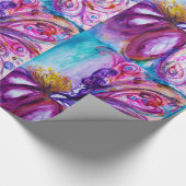 可愛お洒落い花の妖精ピンク、金ゴールドのキラキラ ラッピングペーパー (角)