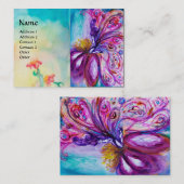 可愛お洒落い花の妖精ピンク、金ゴールドのキラキラ 名刺 (正面/裏面)