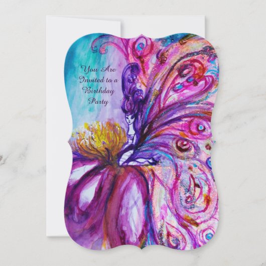 可愛お洒落い花の妖精ピンク、金ゴールドのキラキラ 招待状 (正面)