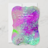 可愛お洒落い花の妖精ピンク、金ゴールドのキラキラ 招待状 (裏面)