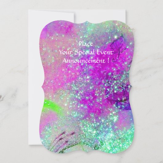 可愛お洒落い花の妖精ピンク、金ゴールドのキラキラ 招待状 (裏面)