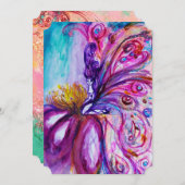 可愛お洒落い花の妖精ピンク、金ゴールドのキラキラ 招待状 (正面/裏面)