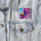 可愛お洒落い花の妖精ピンク、金ゴールドのキラキラ 缶バッジ (インサイチュ)