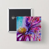 可愛お洒落い花の妖精ピンク、金ゴールドのキラキラ 缶バッジ (正面&裏面)