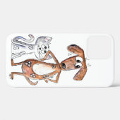 可愛お洒落い茶色の犬と灰色の猫 Case-Mate iPhoneケース (裏面 (横))