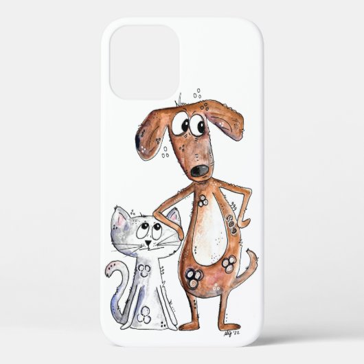 可愛お洒落い茶色の犬と灰色の猫 Case-Mate iPhoneケース (裏面)