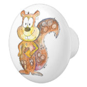 可愛お洒落い茶色リス セラミックノブ (右)