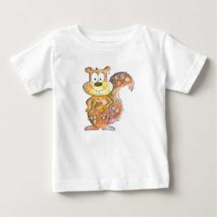 可愛お洒落い茶色リス ベビーTシャツ