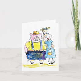 可愛お洒落い豚と牛 カード