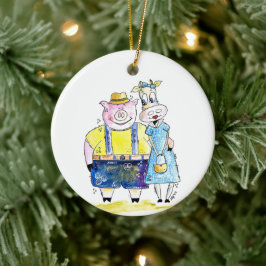 可愛お洒落い豚と牛 セラミックオーナメント