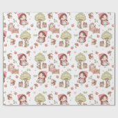 可愛お洒落い赤い乗馬フードストーリーブック ラッピングペーパー (フラット)