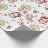 可愛お洒落い赤い乗馬フードストーリーブック ラッピングペーパー (角)