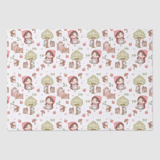 可愛お洒落い赤い乗馬フードストーリーブック 薄葉紙 (正面)