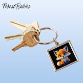 可愛お洒落い赤キツネ動物キャラクターブラック🦊 キーホルダー