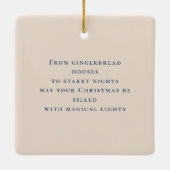 可愛お洒落い雪だるま引用文メリークリスマス セラミックオーナメント (裏面)