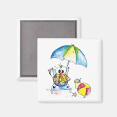 可愛お洒落い鳥のビーチ マグネット (正面/裏面)