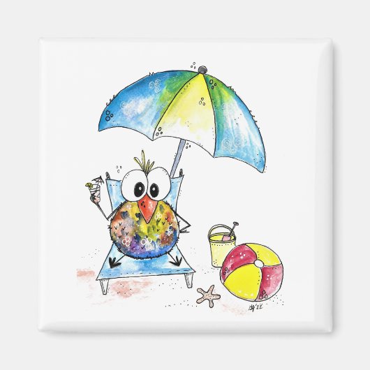 可愛お洒落い鳥のビーチ マグネット (正面)