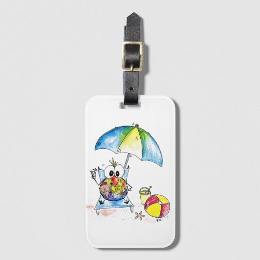 可愛お洒落い鳥のビーチ ラゲッジタグ (正面縦)