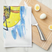 可愛お洒落い鳥の浮き上がり キッチンタオル (四つ折り)