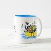 可愛お洒落い鳥の浮き上がり ツートーンマグカップ (正面右)