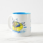 可愛お洒落い鳥の浮き上がり ツートーンマグカップ (正面左)
