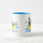 可愛お洒落い鳥の浮き上がり ツートーンマグカップ (中央)