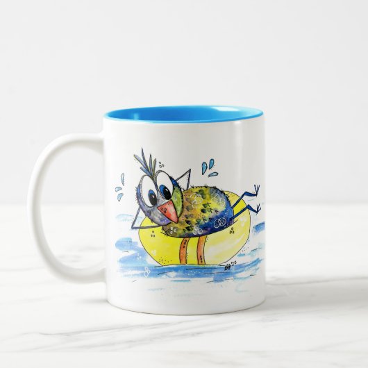 可愛お洒落い鳥の浮き上がり ツートーンマグカップ (左)