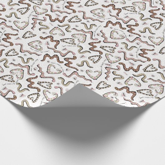 可愛お洒落い&ピンクハートワームの願いベビー ラッピングペーパー (角)