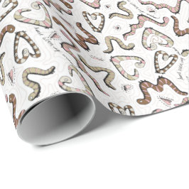 可愛お洒落い&ピンクハートワームの願いベビー ラッピングペーパー