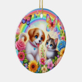 可愛お洒落い/子犬/子猫 セラミックオーナメント (右)