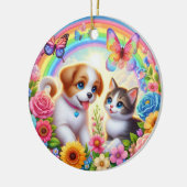 可愛お洒落い/子犬/子猫 セラミックオーナメント (左)