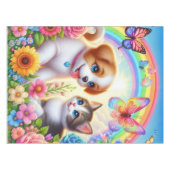 可愛お洒落い/子犬/子猫 テーブルクロス (正面(横))