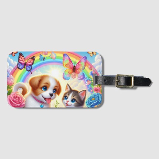 可愛お洒落い/子犬/子猫 ラゲッジタグ (正面横)