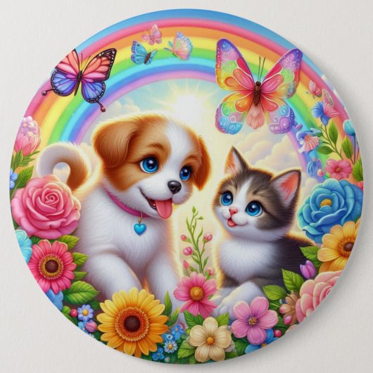 可愛お洒落い/子犬/子猫 缶バッジ (正面)