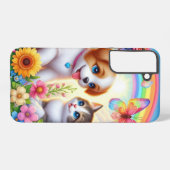 可愛お洒落い/子犬/子猫 SAMSUNG GALAXYケース (裏面横)