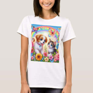 可愛お洒落い/子犬/子猫 Tシャツ