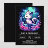 可愛お洒落らしい猫誕生日 招待状 (正面/裏面)