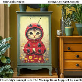 可愛お洒落らしいLadybug Kitten DA5F Decopage 薄葉紙