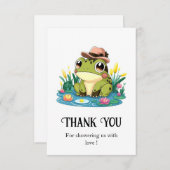 可愛かわいらしいカエルの赤ちゃんシャワー サンキューカード (正面/裏面)